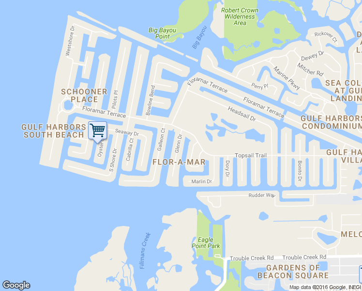 map of restaurants, bars, coffee shops, grocery stores, and more near 5100 Glenn Drive in New Port Richey