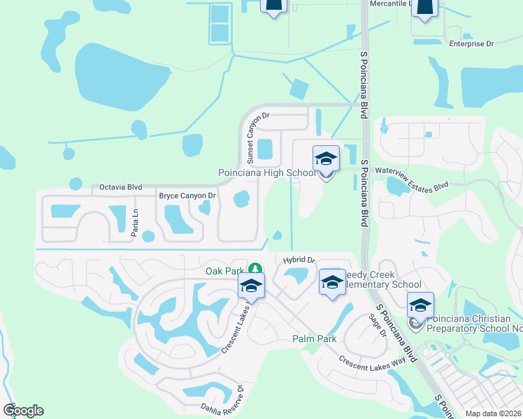 map of restaurants, bars, coffee shops, grocery stores, and more near 2325 Andrews Valley Drive in Kissimmee