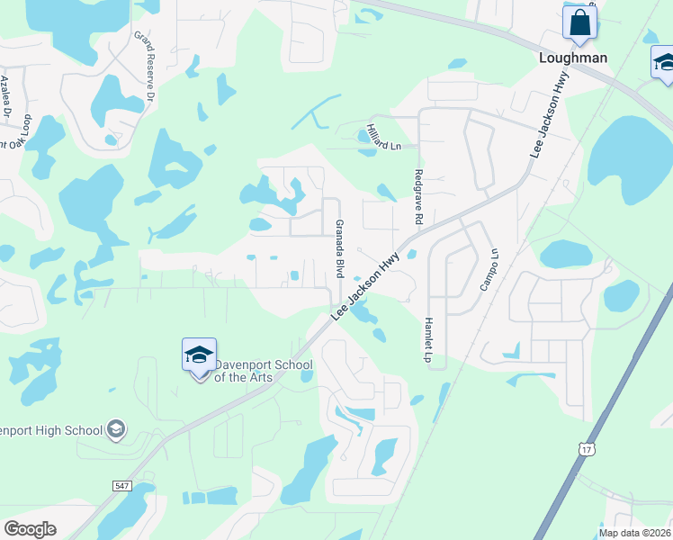 map of restaurants, bars, coffee shops, grocery stores, and more near 202 Granada Boulevard in Davenport