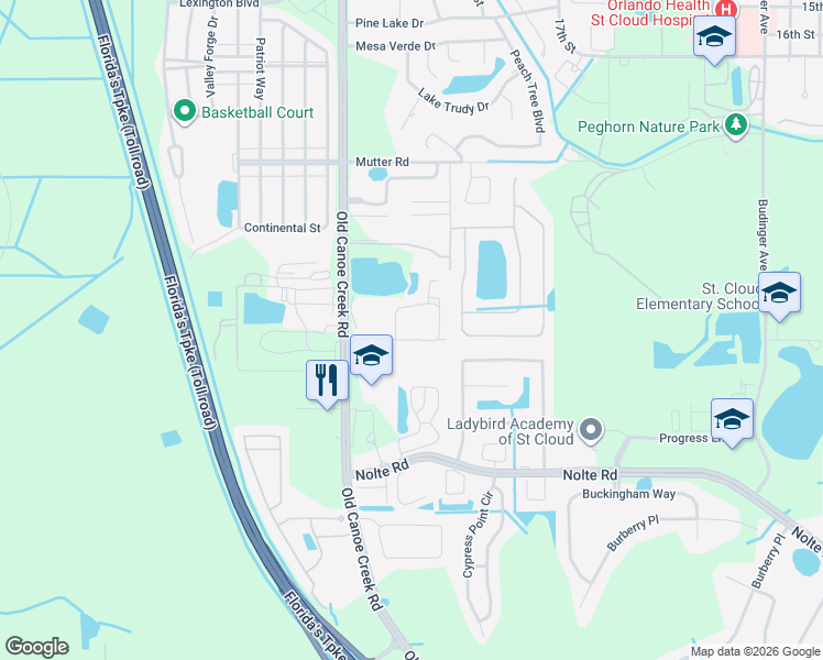 map of restaurants, bars, coffee shops, grocery stores, and more near 2818 Shannon Oak Court in St. Cloud