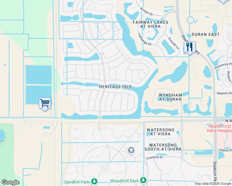 map of restaurants, bars, coffee shops, grocery stores, and more near 2753 Galindo Circle in Melbourne
