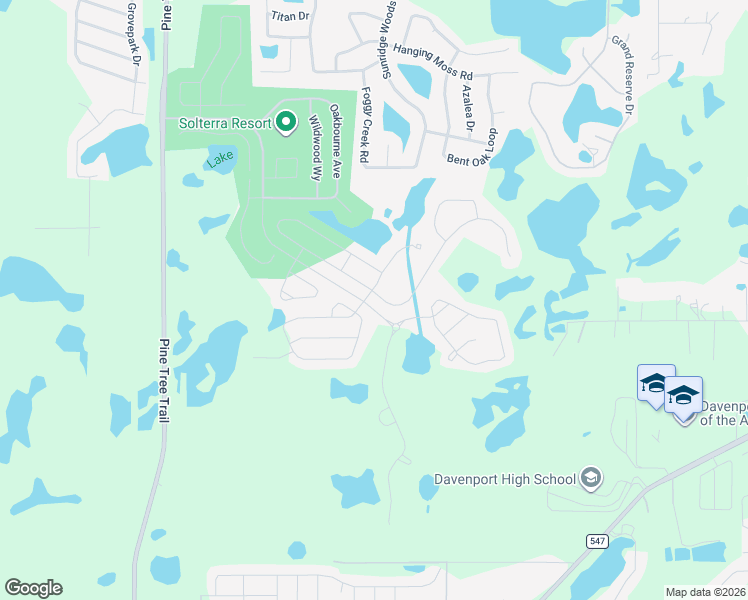 map of restaurants, bars, coffee shops, grocery stores, and more near 6000 Oak Green Loop in Davenport