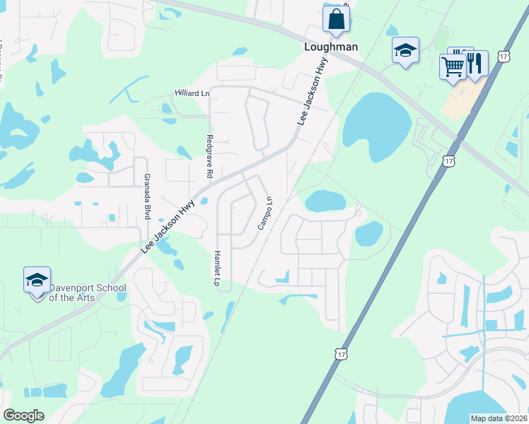 map of restaurants, bars, coffee shops, grocery stores, and more near 560 Meadow Bend Drive in Davenport