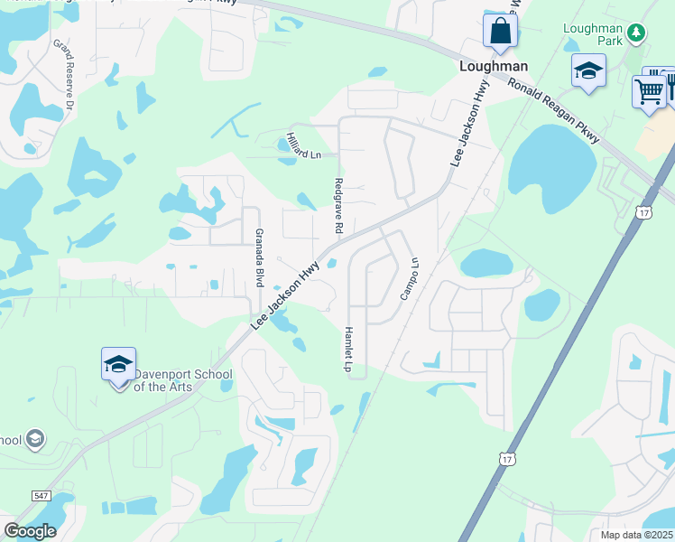map of restaurants, bars, coffee shops, grocery stores, and more near 5410 County Road 547 in Davenport