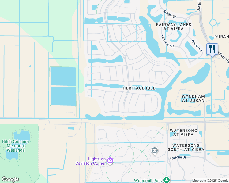 map of restaurants, bars, coffee shops, grocery stores, and more near 3414 Gurrero Drive in Melbourne