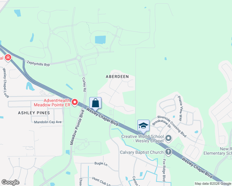 map of restaurants, bars, coffee shops, grocery stores, and more near 31509 Loch Aline Drive in Wesley Chapel