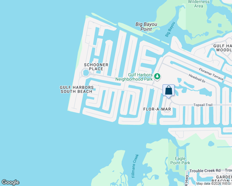 map of restaurants, bars, coffee shops, grocery stores, and more near 5133 South Shore Drive in New Port Richey