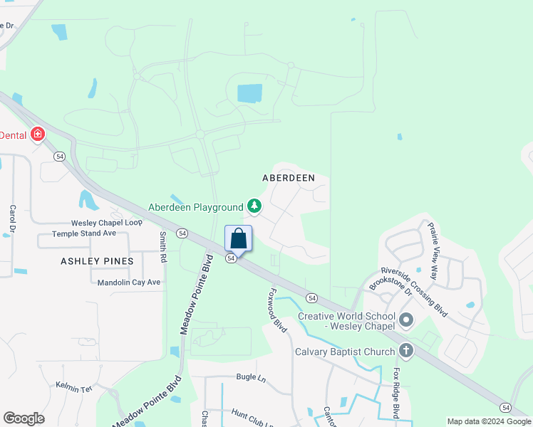 map of restaurants, bars, coffee shops, grocery stores, and more near 31601 Earn Drive in Wesley Chapel