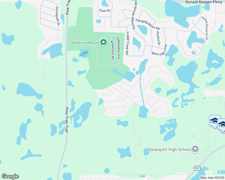 map of restaurants, bars, coffee shops, grocery stores, and more near 7399 Oakmoss Loop in Davenport
