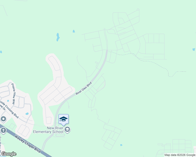 map of restaurants, bars, coffee shops, grocery stores, and more near 5391 Little Stream Lane in Wesley Chapel