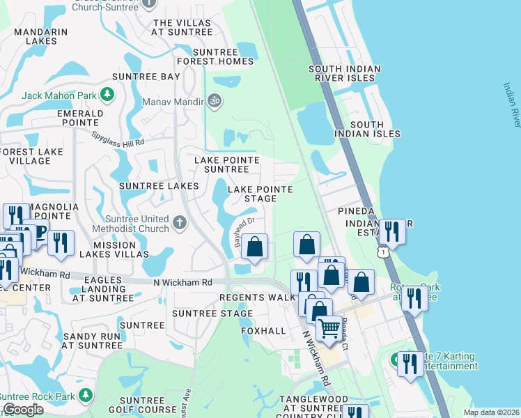 map of restaurants, bars, coffee shops, grocery stores, and more near 341 Myrtlewood Road in Melbourne