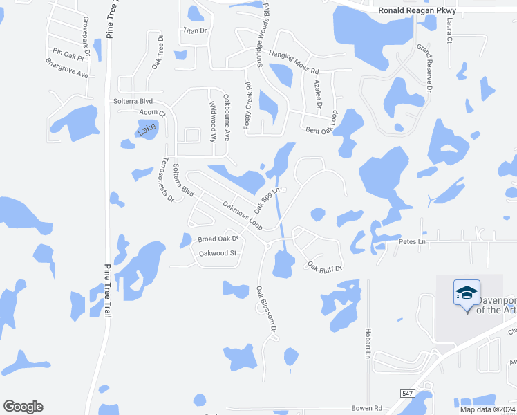 map of restaurants, bars, coffee shops, grocery stores, and more near 7551 Oakmoss Loop in Davenport