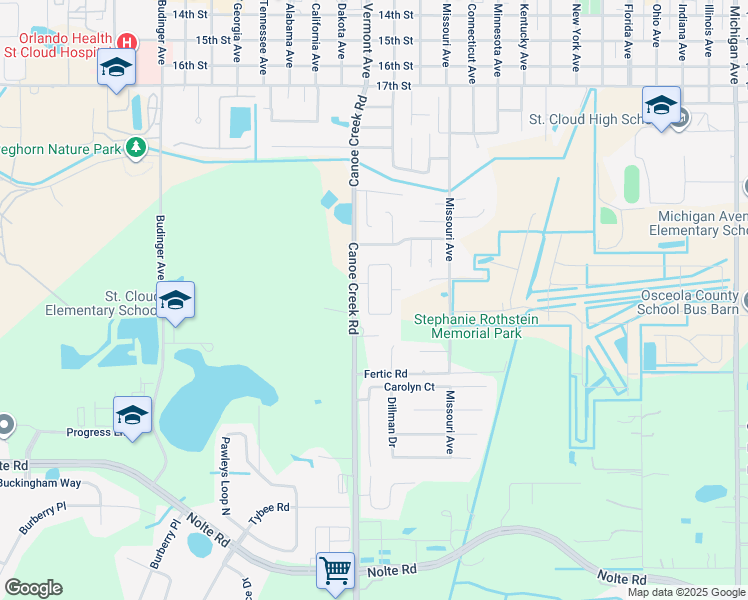 map of restaurants, bars, coffee shops, grocery stores, and more near 2548 Bulrush Drive in St. Cloud
