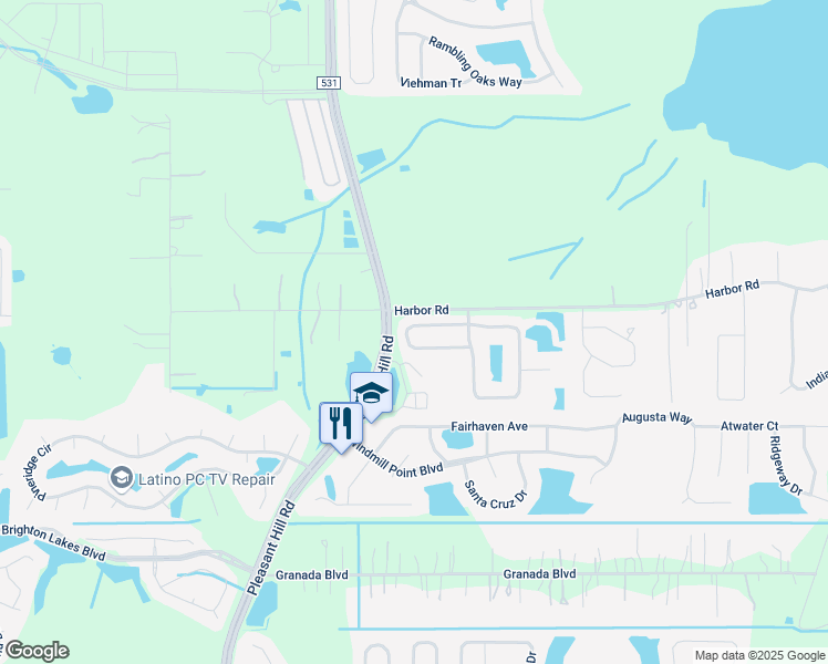 map of restaurants, bars, coffee shops, grocery stores, and more near 2708 Garrett Nicholas Loop in Kissimmee