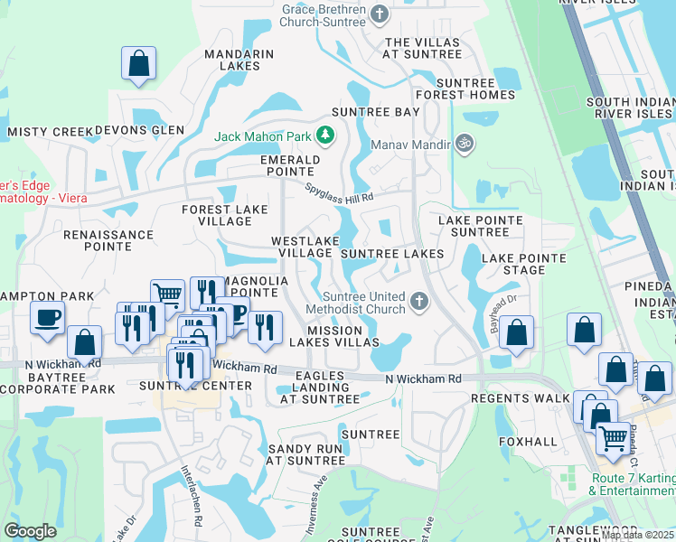 map of restaurants, bars, coffee shops, grocery stores, and more near 526 Carmel Drive in Melbourne