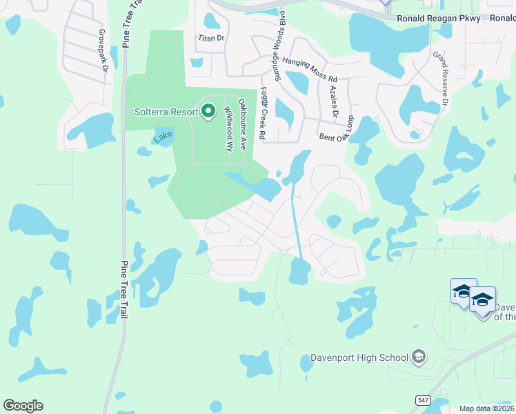 map of restaurants, bars, coffee shops, grocery stores, and more near 7152 Oakmoss Loop in Davenport