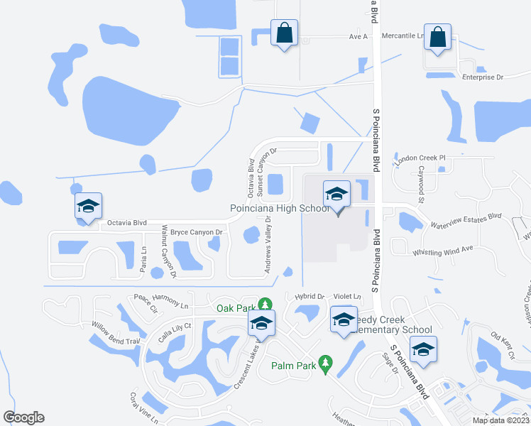 map of restaurants, bars, coffee shops, grocery stores, and more near 5351 Sedona Creek Court in Kissimmee