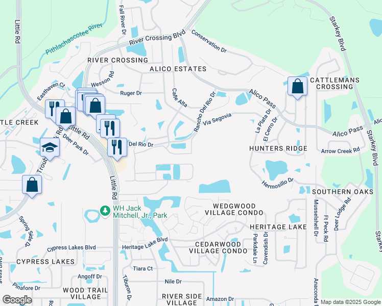 map of restaurants, bars, coffee shops, grocery stores, and more near 5233 Palmita Court in New Port Richey