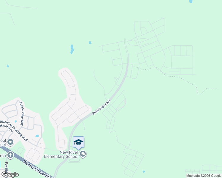 map of restaurants, bars, coffee shops, grocery stores, and more near 5391 Little Stream Lane in Wesley Chapel