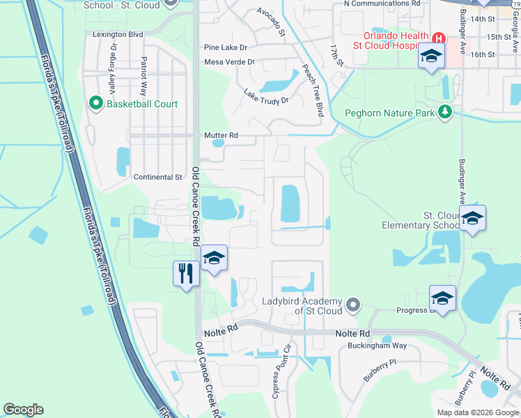 map of restaurants, bars, coffee shops, grocery stores, and more near 2771 Wadeview Loop in St. Cloud