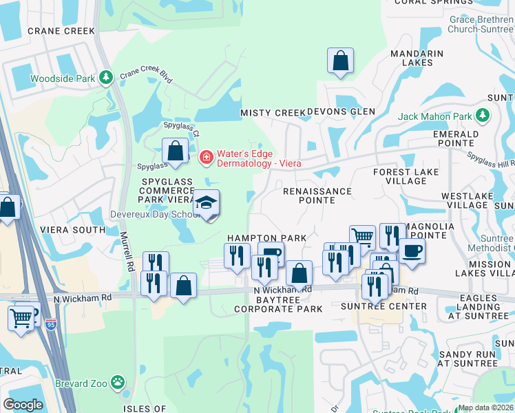 map of restaurants, bars, coffee shops, grocery stores, and more near 512 Handsome Cab Lane in Melbourne
