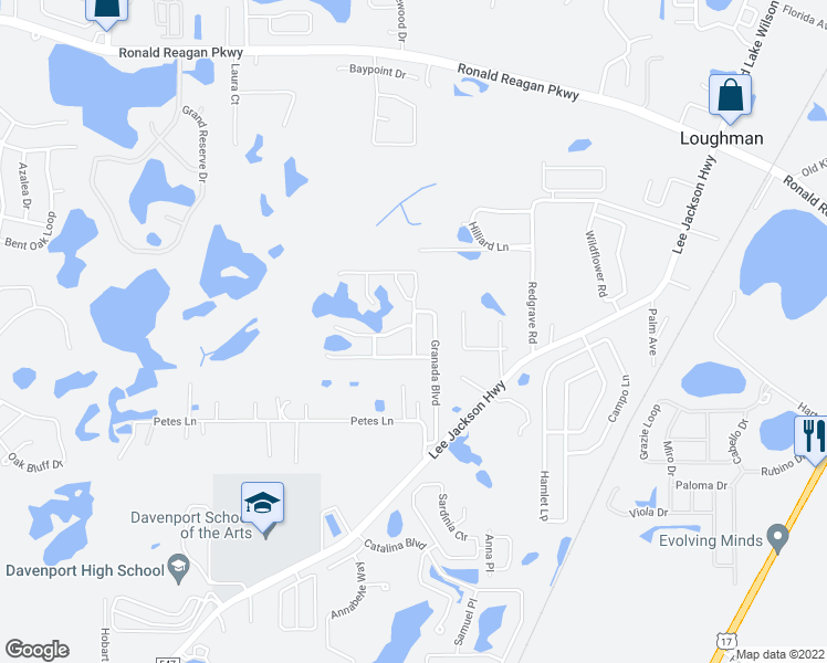 map of restaurants, bars, coffee shops, grocery stores, and more near 103 Vitoria Road in Davenport