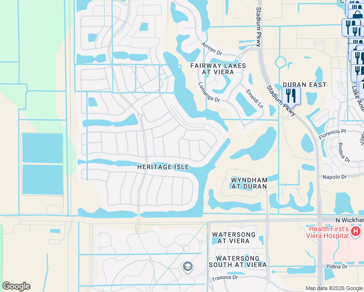map of restaurants, bars, coffee shops, grocery stores, and more near 6915 Renshaw Drive in Melbourne