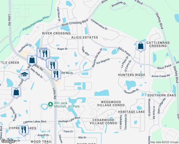 map of restaurants, bars, coffee shops, grocery stores, and more near 5233 Palmita Court in New Port Richey