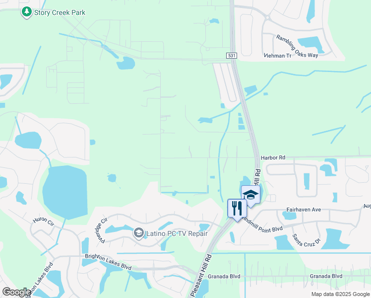 map of restaurants, bars, coffee shops, grocery stores, and more near 3501 Harbor Road in Kissimmee