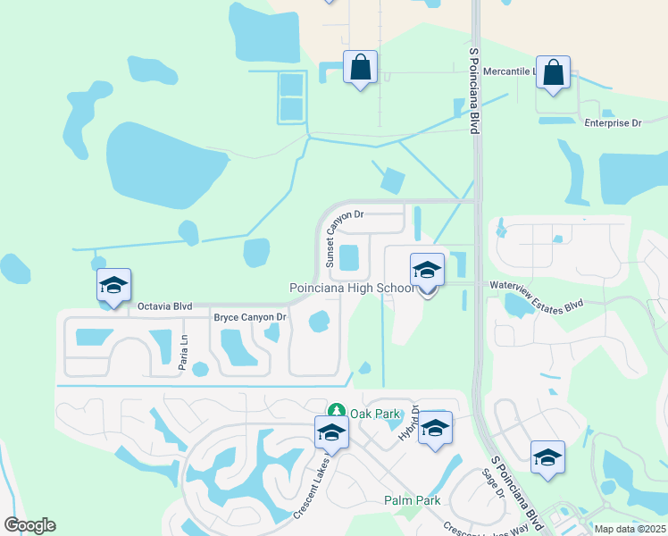 map of restaurants, bars, coffee shops, grocery stores, and more near 5268 Sunset Canyon Drive in Kissimmee