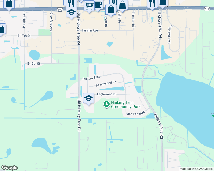 map of restaurants, bars, coffee shops, grocery stores, and more near 1395 Beechwood Drive in St. Cloud
