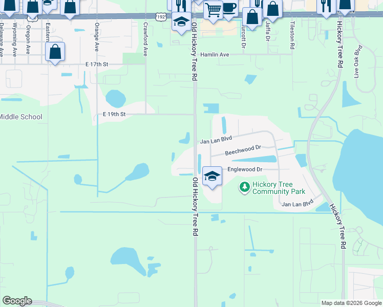 map of restaurants, bars, coffee shops, grocery stores, and more near 2270 Old Hickory Tree Road in St. Cloud