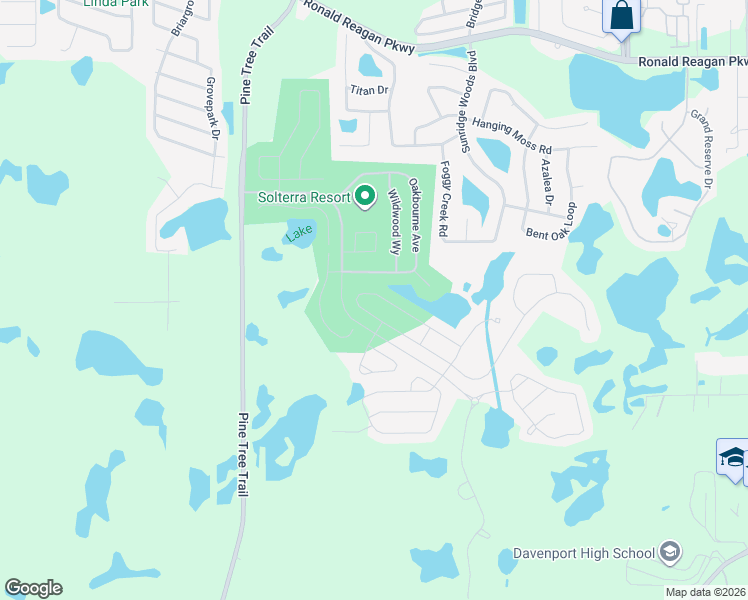 map of restaurants, bars, coffee shops, grocery stores, and more near 5364 Oakbourne Avenue in Davenport