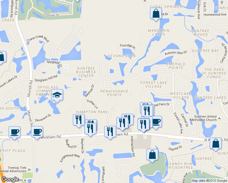 map of restaurants, bars, coffee shops, grocery stores, and more near 481 Shell Cove Drive in Melbourne