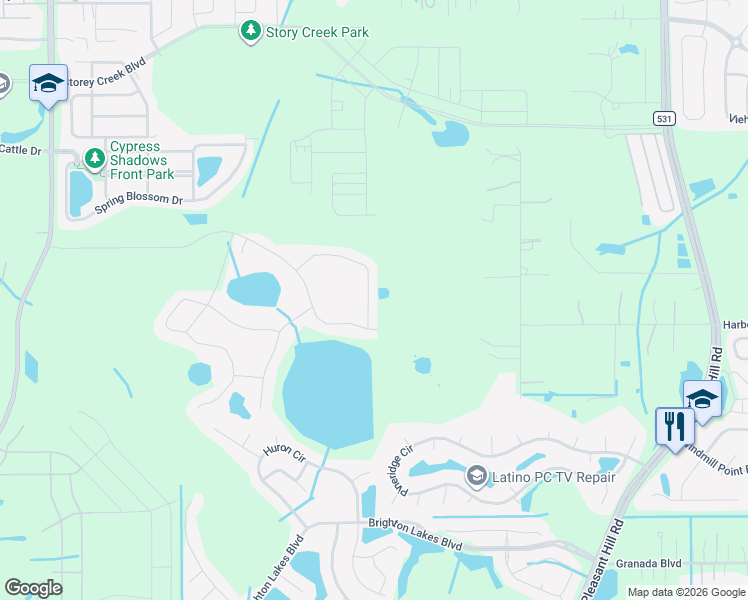 map of restaurants, bars, coffee shops, grocery stores, and more near 2285 Canyon Breeze Avenue in Kissimmee