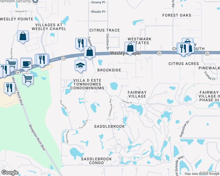 map of restaurants, bars, coffee shops, grocery stores, and more near 5420 Lady Bug Lane in Zephyrhills