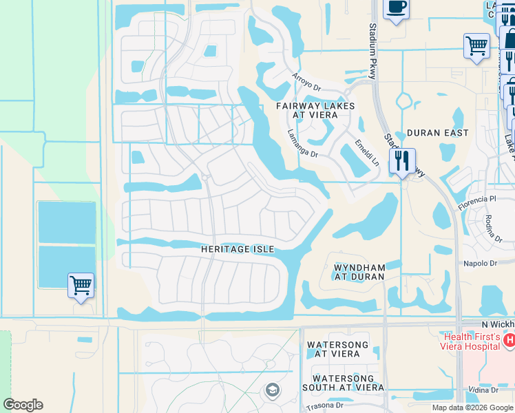 map of restaurants, bars, coffee shops, grocery stores, and more near 6874 Renshaw Dr in Melbourne