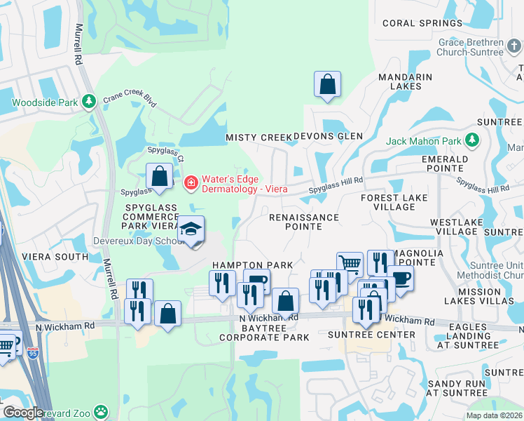 map of restaurants, bars, coffee shops, grocery stores, and more near 912 Handsome Cab Lane in Melbourne