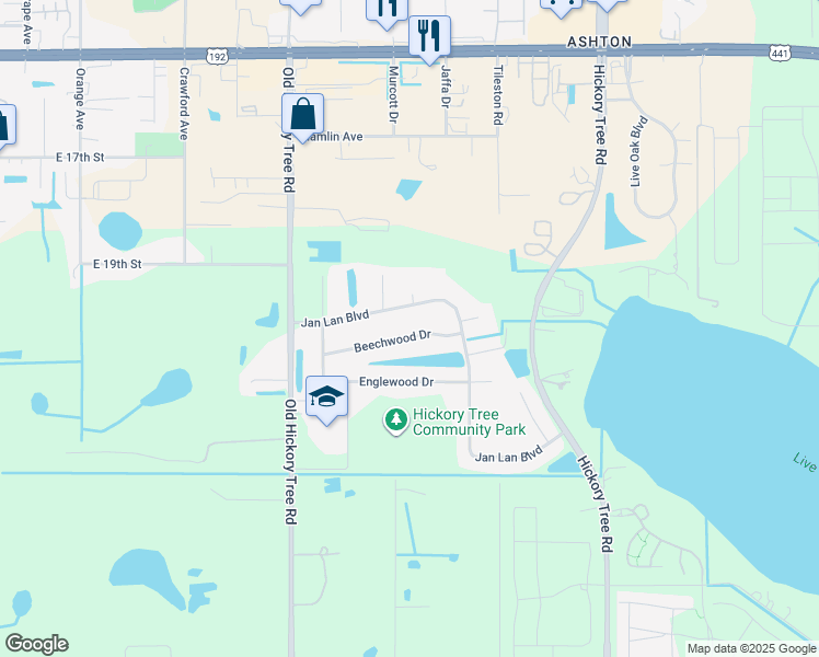map of restaurants, bars, coffee shops, grocery stores, and more near 1395 Beechwood Drive in St. Cloud