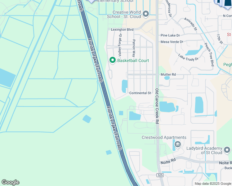 map of restaurants, bars, coffee shops, grocery stores, and more near 2309 Betsy Ross Lane in Saint Cloud