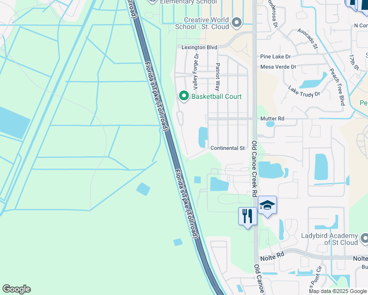 map of restaurants, bars, coffee shops, grocery stores, and more near 2324 Betsy Ross Lane in St. Cloud