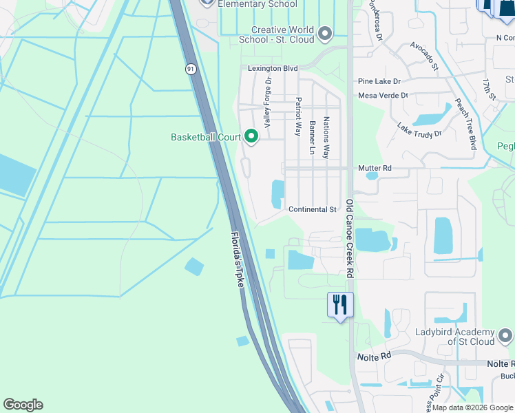 map of restaurants, bars, coffee shops, grocery stores, and more near 2324 Betsy Ross Lane in St. Cloud