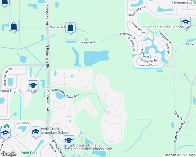 map of restaurants, bars, coffee shops, grocery stores, and more near 2232 Waukegan Drive in Kissimmee