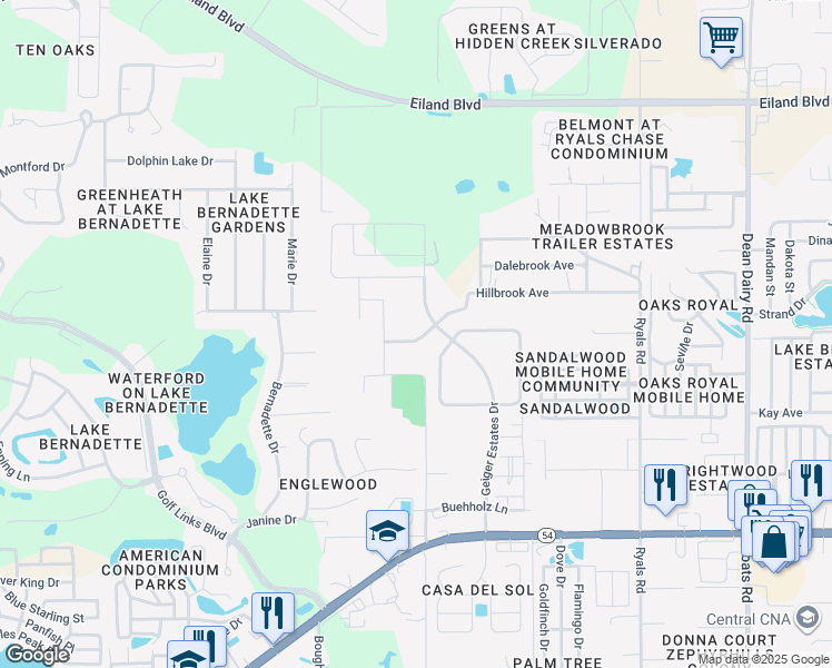 map of restaurants, bars, coffee shops, grocery stores, and more near 35702 Jenny Lynne Circle in Zephyrhills