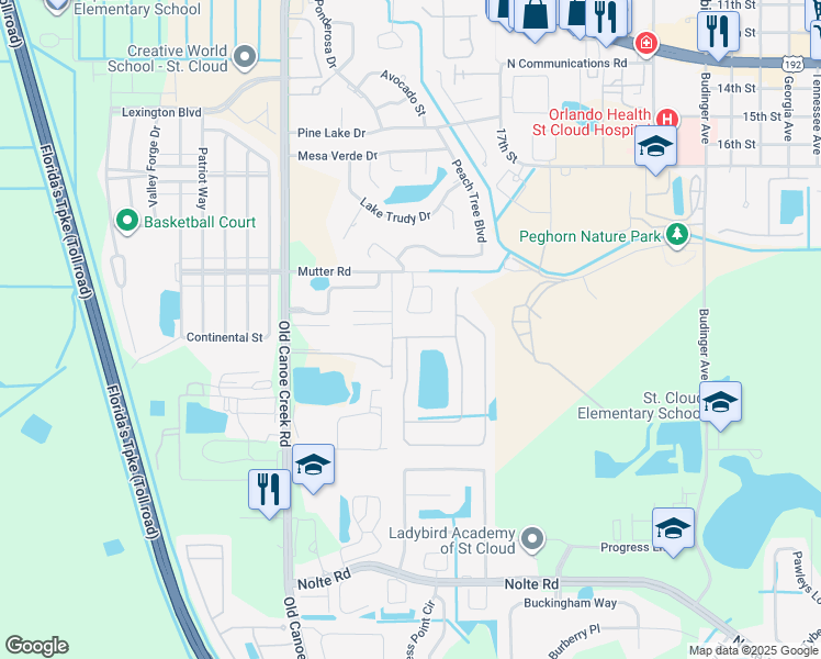 map of restaurants, bars, coffee shops, grocery stores, and more near 1924 Oakview Circle in St. Cloud