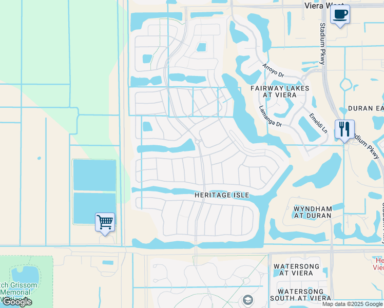 map of restaurants, bars, coffee shops, grocery stores, and more near 3381 Funston Circle in Melbourne