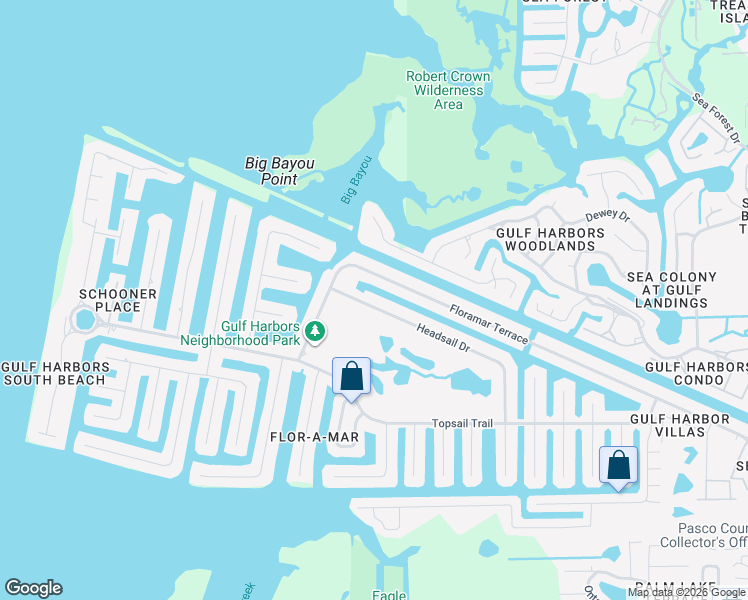 map of restaurants, bars, coffee shops, grocery stores, and more near 3936 Floramar Terrace in Port Richey