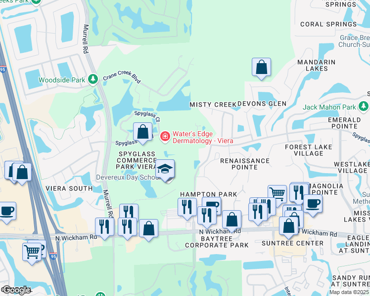 map of restaurants, bars, coffee shops, grocery stores, and more near 640 Classic Court in Melbourne