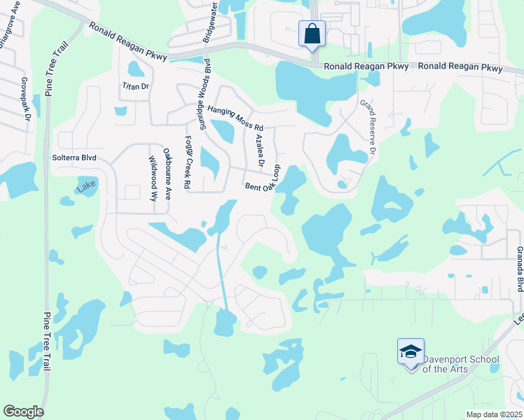 map of restaurants, bars, coffee shops, grocery stores, and more near 449 Bent Oak Loop in Davenport