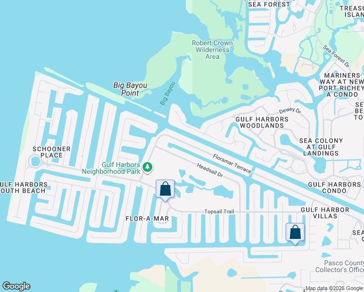 map of restaurants, bars, coffee shops, grocery stores, and more near 3936 Floramar Terrace in Port Richey